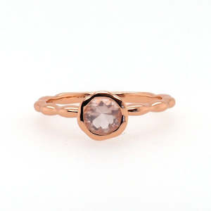 925 Sterling Silver Rose Gold Plated Rose Quartz Ring