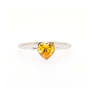 925 Sterling Silver Yellow Heart Shape CZ Ring
