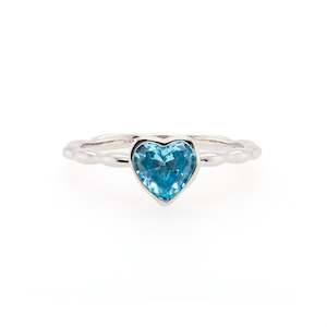 925 Sterling Silver Sky Blue Topaz Heart Shaped Ring