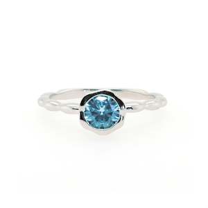 925 Sterling Silver Swiss Blue Topaz CZ Ring