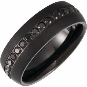 Tungsten Black PVD 8 mm Imitation Black Zircon Comfort-Fit Band