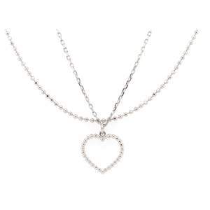 925 Sterling Silver Double Chain Heart Necklace