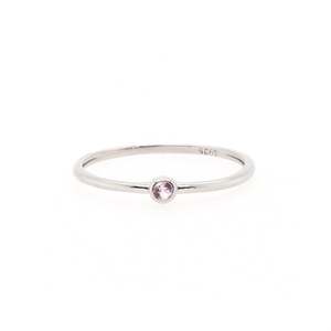 Silver Rings: 925 Sterling Silver Petite Pale Pink CZ Ring