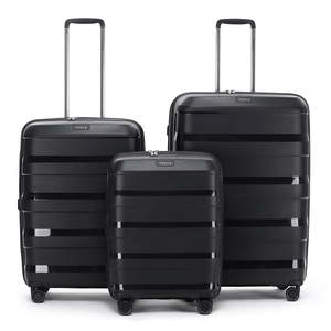 Tosca Comet: Tosca Comet Black Hard side Polypropylene Luggage Set 78cm/67cm/55cm TCA200-Black