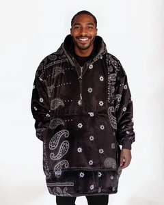 ADULT BLANKET HOODIE - PAISLEY BLACK