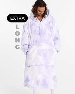 EXTRA LONG ADULT BLANKET HOODIE - PURPLE TIE DYE