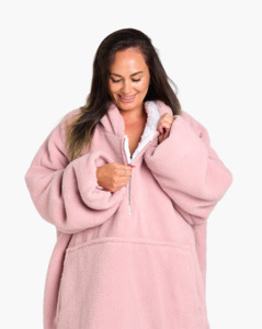 ADULT BLANKET HOODIE - TEDDY PINK