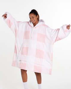 Adults Blanket Hoodies: ADULTS BLANKET HOODIE - PEACH PLAID