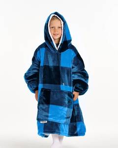 Kids: KIDS BLANKET HOODIE - BLUE PLAID