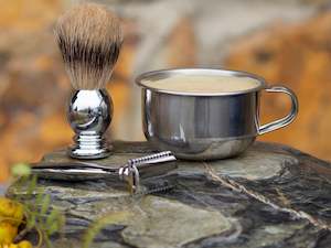 Stainless Steel Safety Shaving Razor, Shaving Cup and Brush Set
