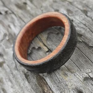 NZ Native Rimu with Volcanic Sands Ring Band - Beach Art Series - NZ NATIVE WOOD RINGS