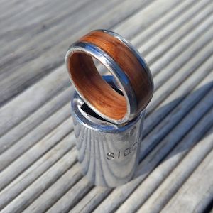 Men's Classic Steel Native Rimu Inlay and Core - NZ NATIVE WOOD RINGS