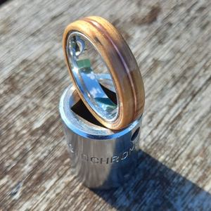 Products: NZ Native Tawa with Stainless Steel Core and Copper Band - NZ NATIVE WOOD RINGS