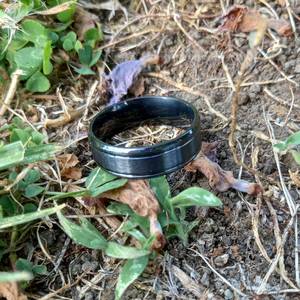 Products: Men’s Black Titanium Rough Classic Ring (TOUGH) - NZ NATIVE WOOD RINGS