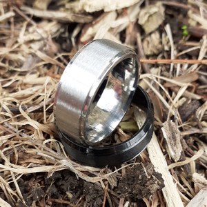 Products: Men’s Silver Titanium Brushed Ring (TOUGH) - NZ NATIVE WOOD RINGS