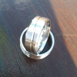 Men’s Silver Titanium Brushed Ring Evolution - NZ NATIVE WOOD RINGS