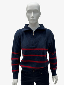 Outlet: Striped Possum Merino Silk Zip Jumper KORU