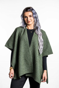 Products: Zig Zag Textured Possum Merino Silk Split Cape KORU