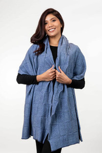 Women's Ponchos, Wraps & Shawls: Jacquard Possum Merino Silk Wrap KORU