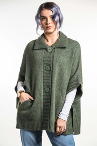 Cape with Pockets Possum Merino Silk KORU