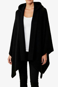 Women's Knitwear: Cape with Detachable Hood Possum Merino Wool Silk KORU
