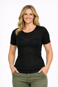 Best Sellers: Short Sleeve Fine Rib Merino Crew Neck Tee NZNC