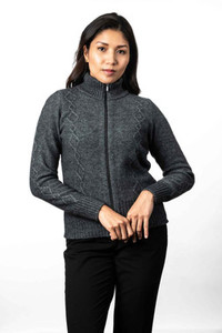 Swanndri Women's: Cable Detail Possum Merino Silk Jacket KORU