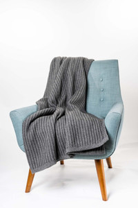 Ribbed Possum Merino Silk Throw Blanket KORU