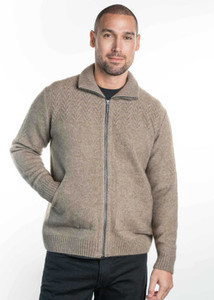 For Elegant Evenings: Chevron Possum Merino Silk Zip Jacket KORU