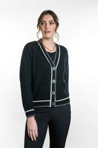 Products: Contrast Textured Possum Merino Silk Cardigan KORU