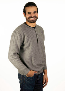 Brands: Textured Button Neck Possum Merino Silk Jersey KORU