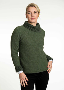 Brands: Two Tone Cable Trim Possum Merino Wool Silk Jumper KORU