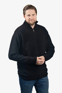 Fine Possum Merino Wool Silk Zip Neck Sweater NZNC