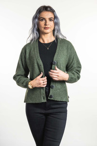 Women's Knitwear: Vee Neck Possum Merino Silk Cardigan KORU