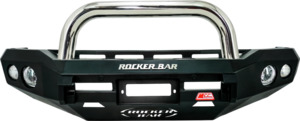 Front Bullbars: MCC Rocker 078-01 Single Chrome Loop Winch Bar for Toyota Prado 90
