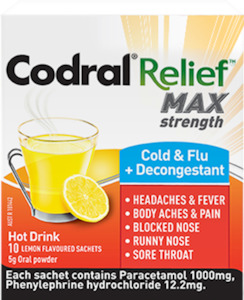 Codral Cold & Flu & Decongestant Hot Drink 10s