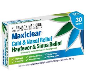 Sinus Relief Medicines: Maxiclear Cold & Nasal Hayfever & Sinus 30s
