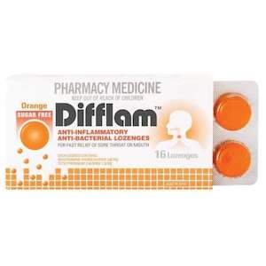 Sore Throat Lozenges: Difflam Orange Sugarfree Lozenges 16s