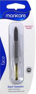 Tweezers: Manicare Tweezer Gold Tipped Slant