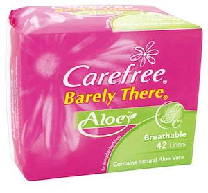 Carefree Panty Liners Barely There Aloe 42s