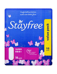Stayfree Super Pads No-Wing 18s