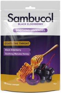 Sore Throat Lozenges: Sambucol Soothing Throat Lozenges