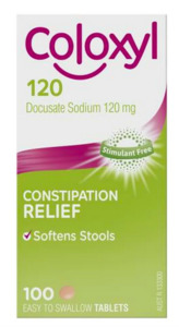 Coloxyl 120mg Tablets for Constipation Relief (100 count) - Docusate Sodium Formula