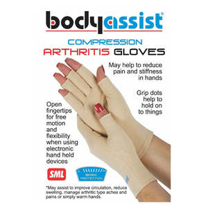Bodyassist Compression Arthritis Gloves - Large, Beige