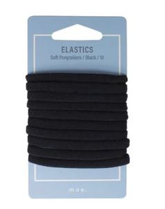 Hair Accessories Hair Ties Elastics And Ponytailers: Mae 40-2261 East Ponytail Soft Black 10 Hair Accessory