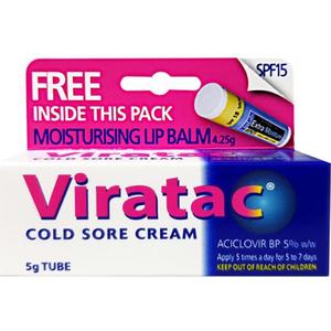 Cold Sore Treatments: Viratac Cold Sore Cream 5% 5G + Lip Balm