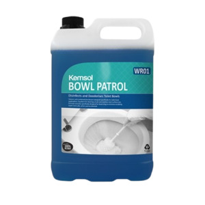 Washroom: Kemsol Bowl Patrol Disinfects and Deodorises Toilet Bowls 5L