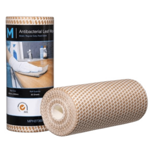 Cloths: M Brand Antibacterial Leaf Wipes Brown, 300mm x 500mm, 90 Sheets, 60gsm (4) Regular Duty