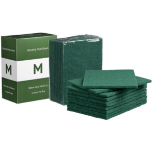 Hand Pad Scourer 150mm x 200mm x 8mm Heavy Duty Green (10)