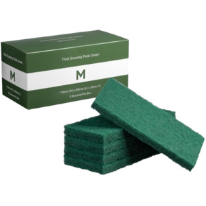 Scourers: Green Thick Scouring Pad 115mm x 250mm x 20mm (5)